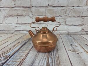 Vintage Mini Copper Craft Guild Decorative Copper Tea Kettle with Wooden Handle